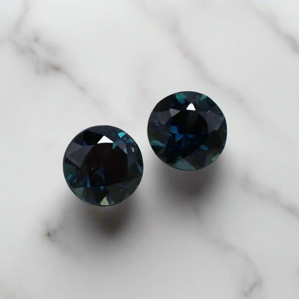 Australian Blue Sapphire Pair - Round Cut 4mm