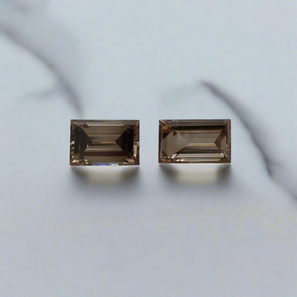 Australian Champagne Diamond Pair - Baguette Cut 0.23ct 1