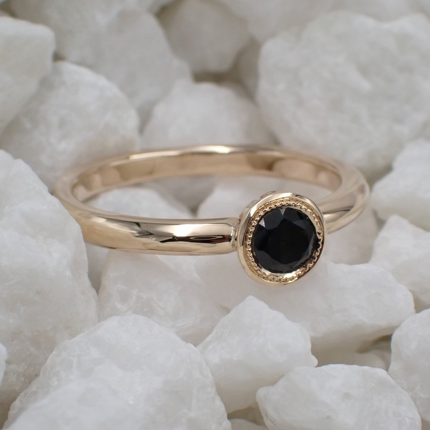 Australian Green Sapphire Ring - Mill Grain Border