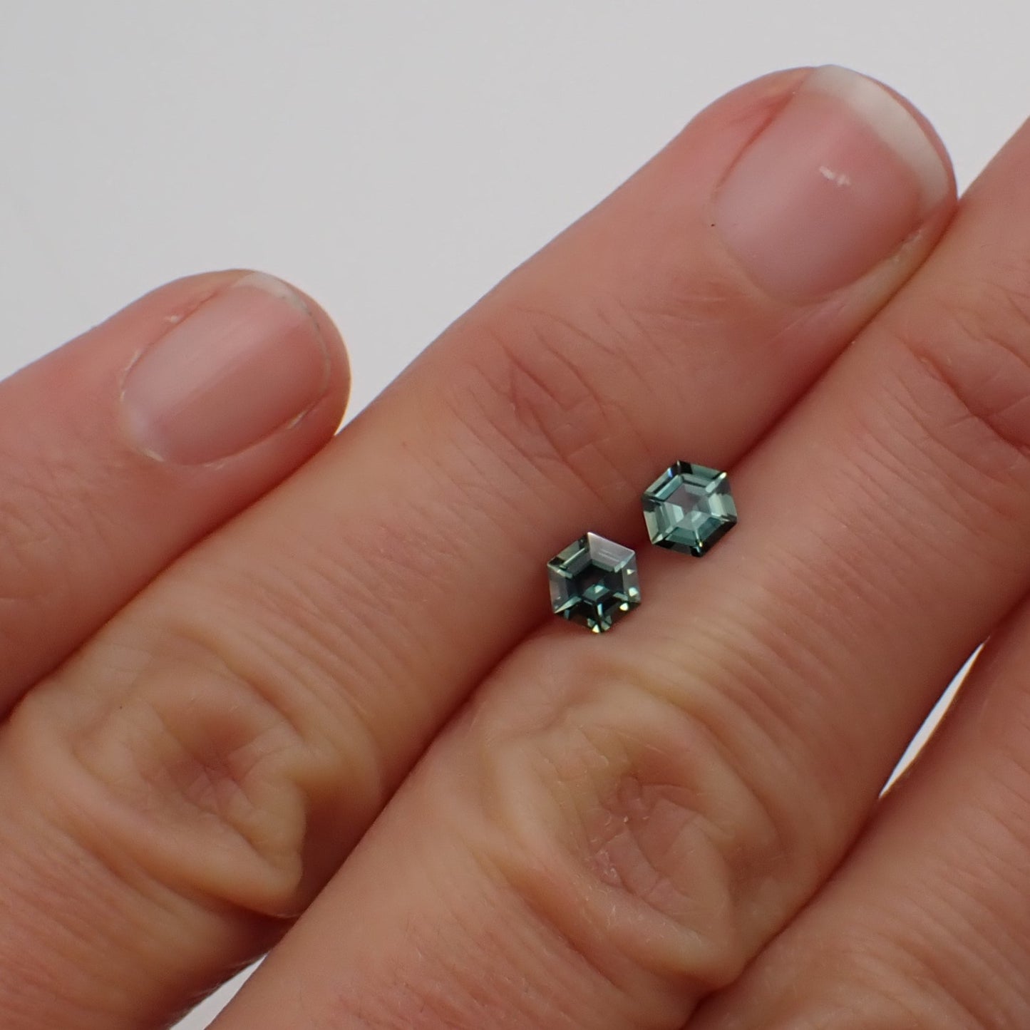 Australian Teal Sapphire Pair - Hexagon Cut 0.79ct