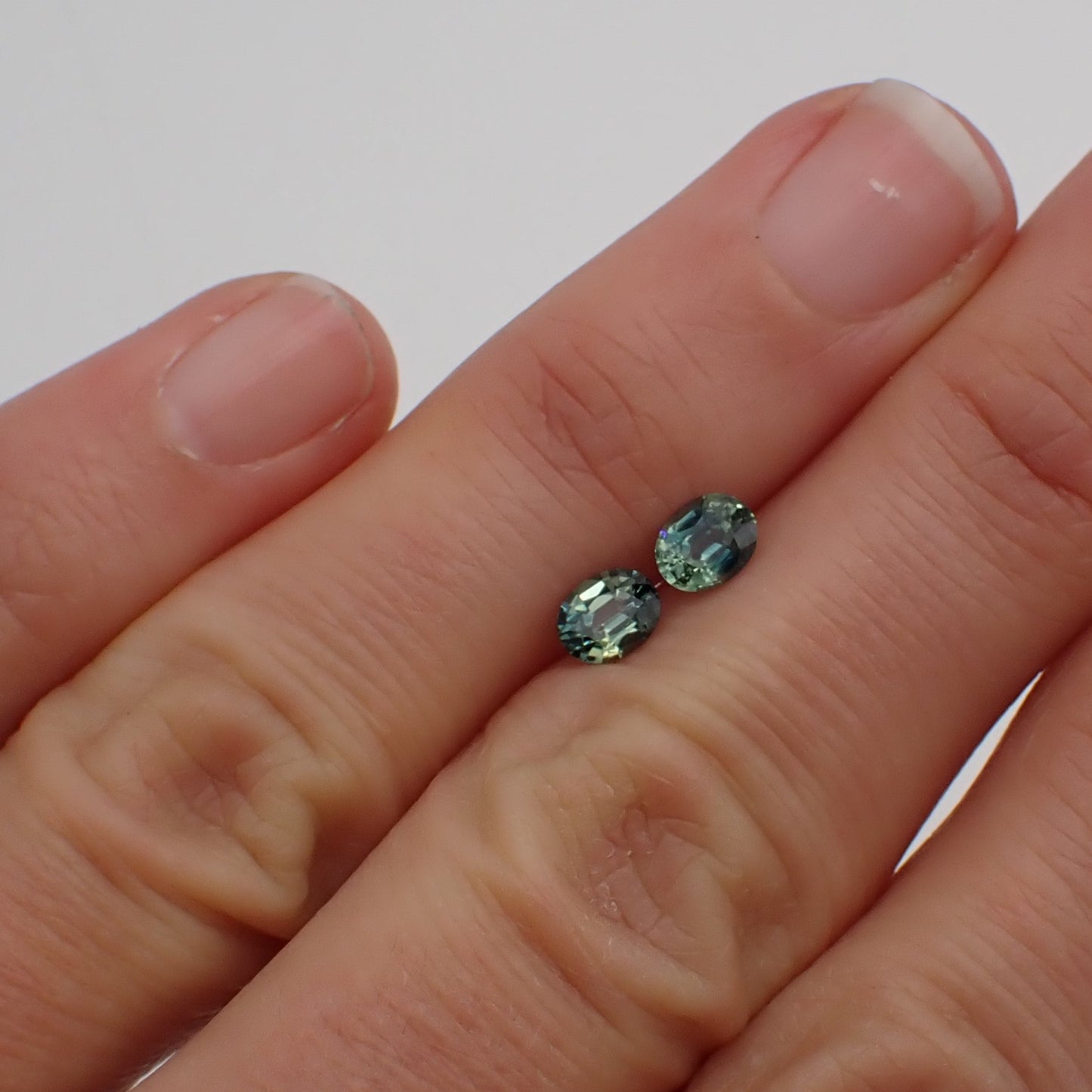 Australian Teal Sapphire Pair - Oval Cut 0.94ct