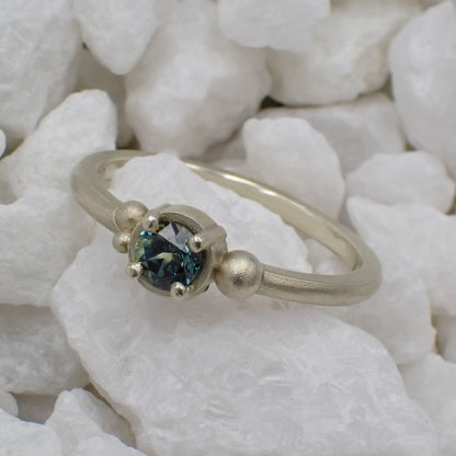 Australian Sapphire Engagement Ring - Round Parti Sapphire