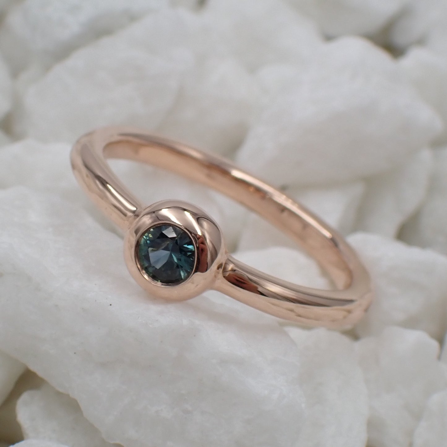 Australian Teal Sapphire Ring - 9K Gold