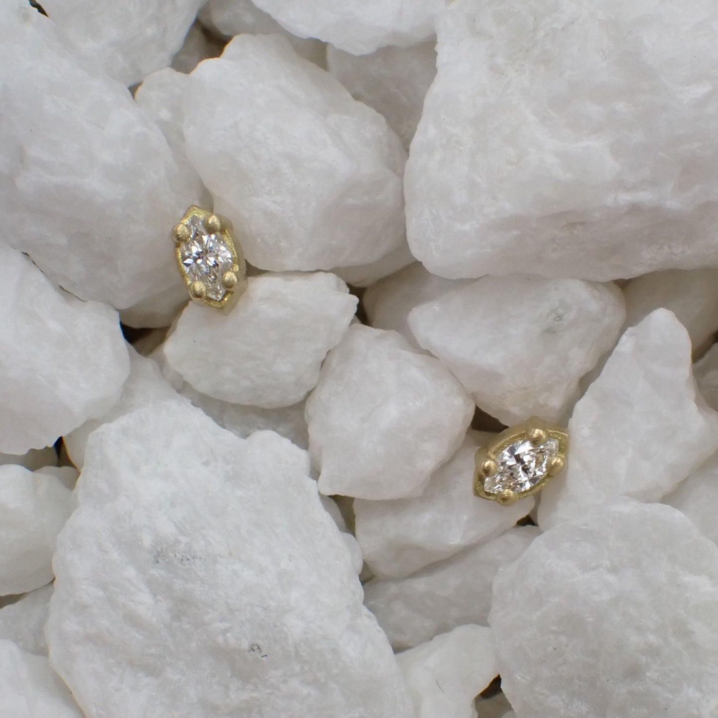 Diamond Earrings - Marquise Cut Studs