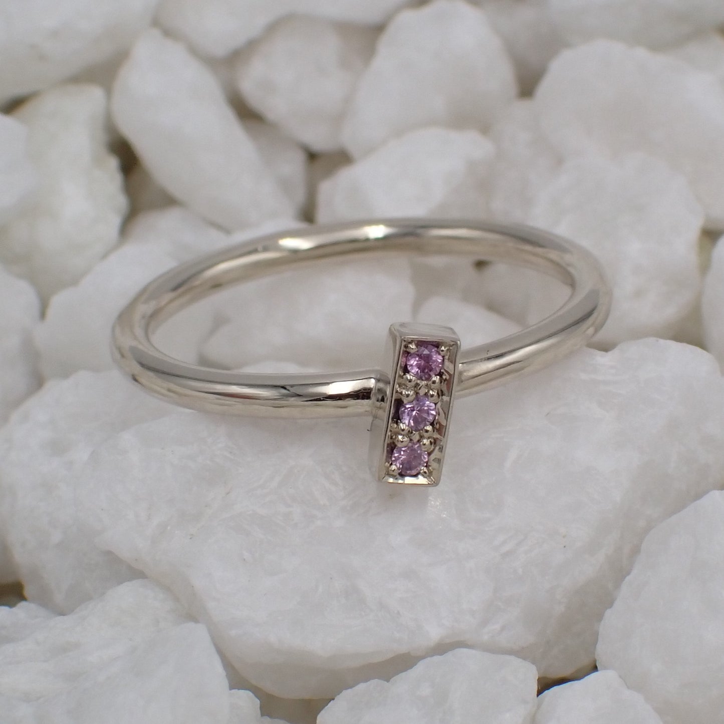 Pink Sapphire Stackable Ring - White Gold