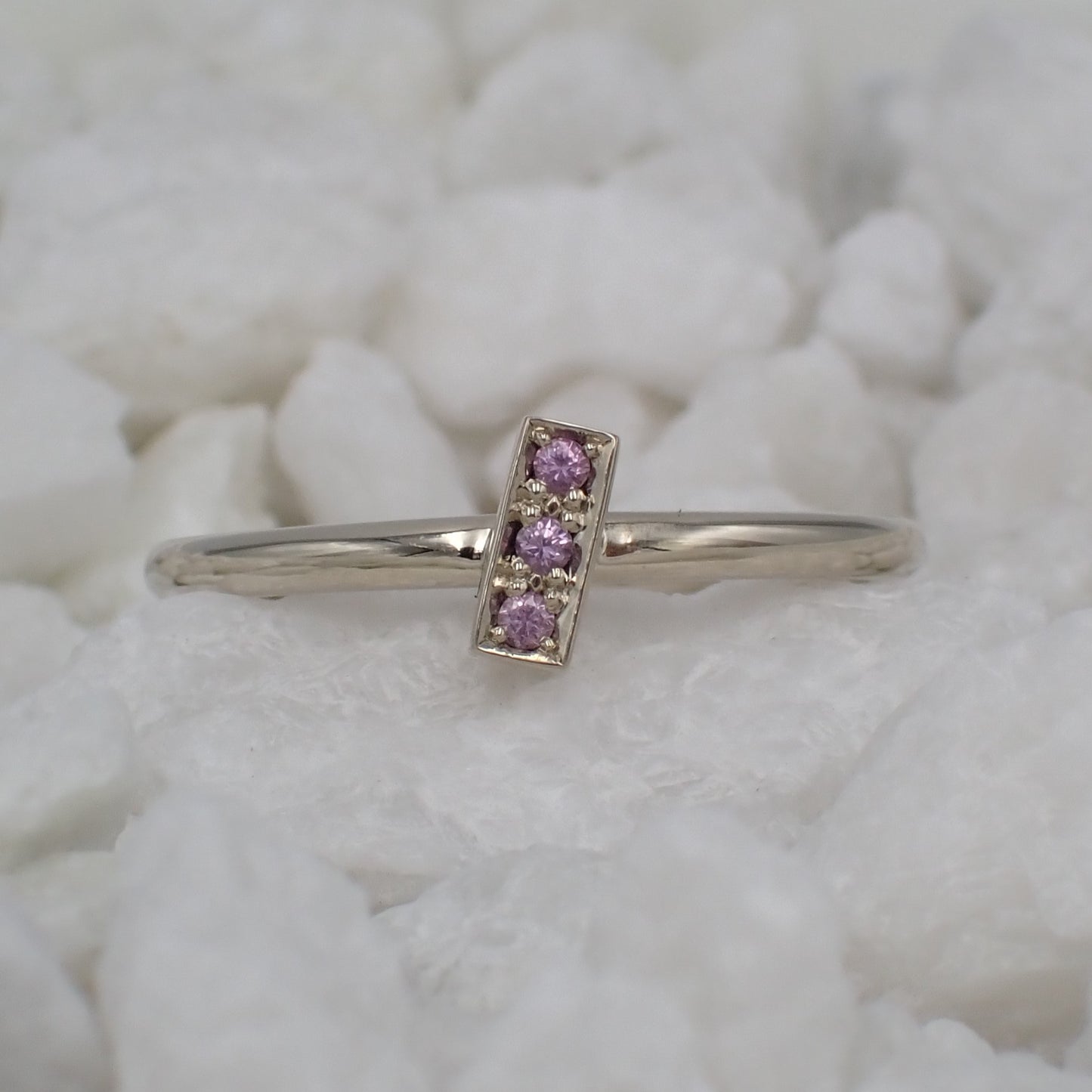 Pink Sapphire Stackable Ring - White Gold