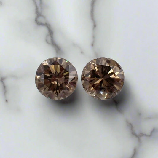 Recycled Champagne Diamond Pair - Round Brilliant Cut 0.49ct