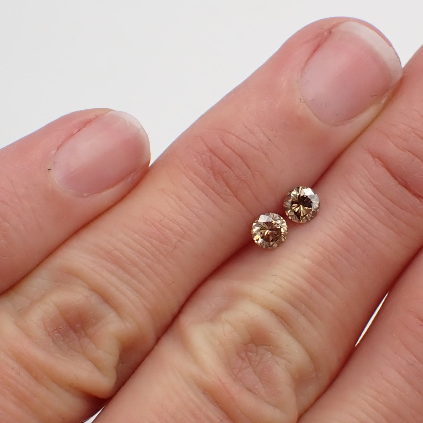 Recycled Champagne Diamond Pair - Round Brilliant Cut 0.49ct
