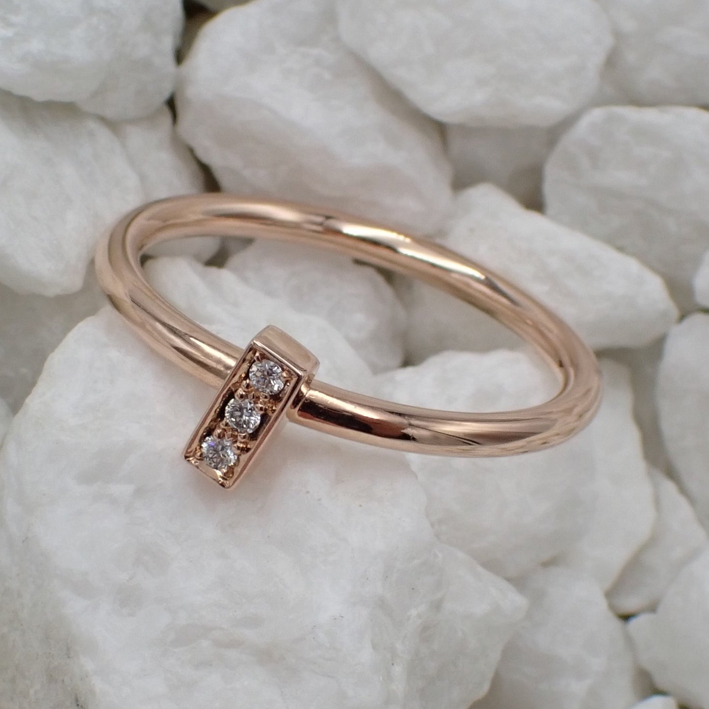 Recycled Diamond Stackable Ring - Rose Gold