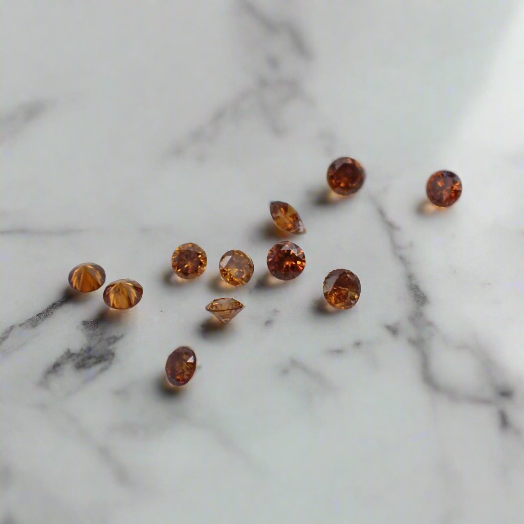 Recycled Orange Diamond Set - Round Brilliant Cut 0.13ct