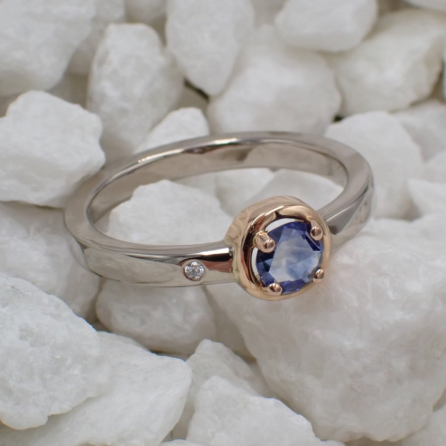 Sapphire and Diamond Ring - Double Rose Cut