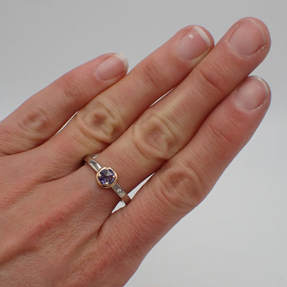 Sapphire and Diamond Engagement Ring - Double Rose Cut