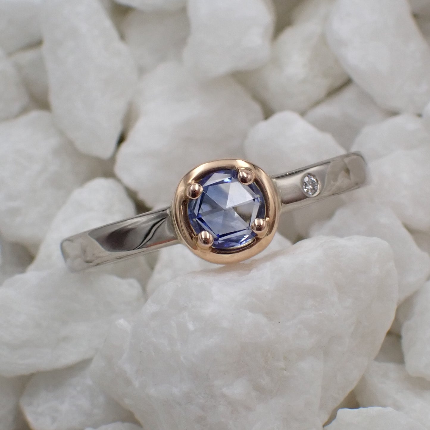 Sapphire and Diamond Ring - Double Rose Cut
