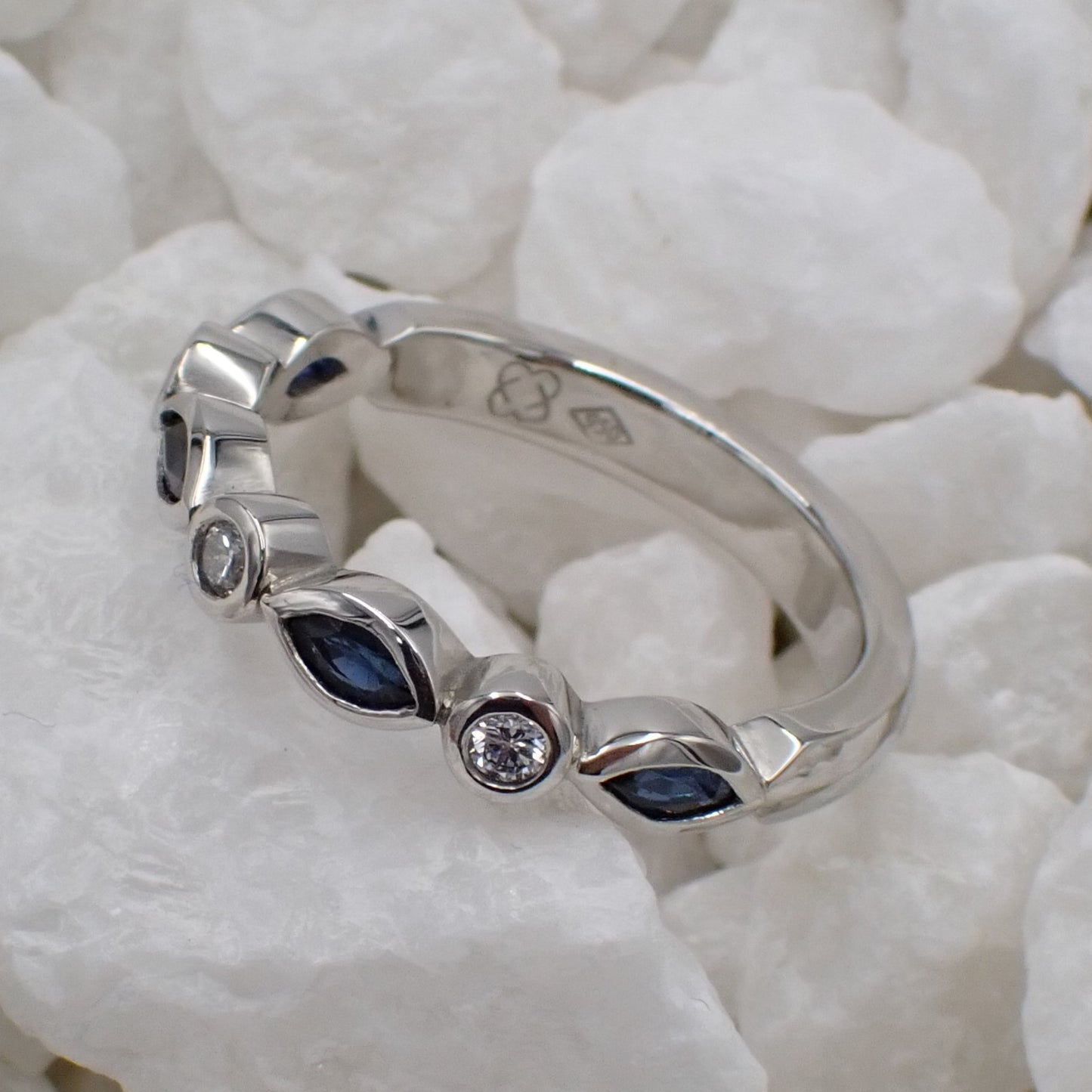 Sapphire and Diamond Wedding Ring - Marquise Sapphire