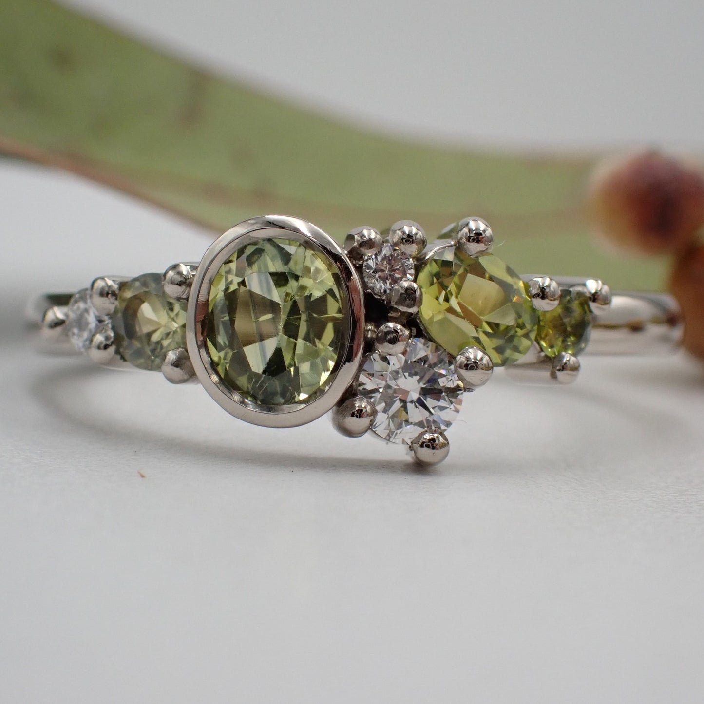 Sapphire and Diamond Engagement Ring - Yellow Scatter