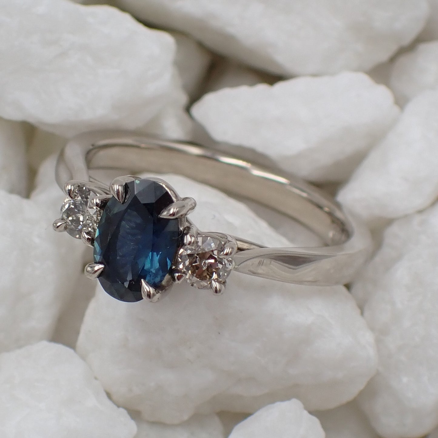 Sapphire and Diamond Engagement Ring - Trilogy