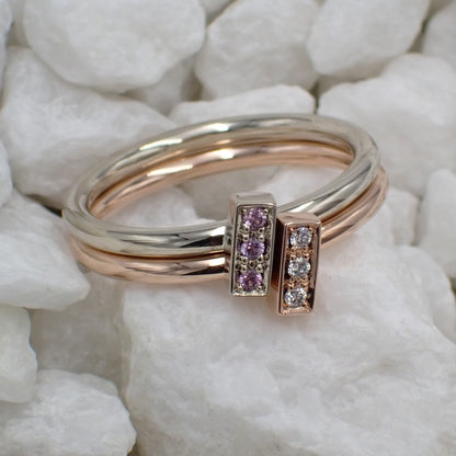 Pink Sapphire Stackable Ring - White Gold