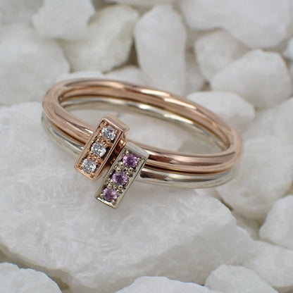 Recycled Diamond Stackable Ring - Rose Gold