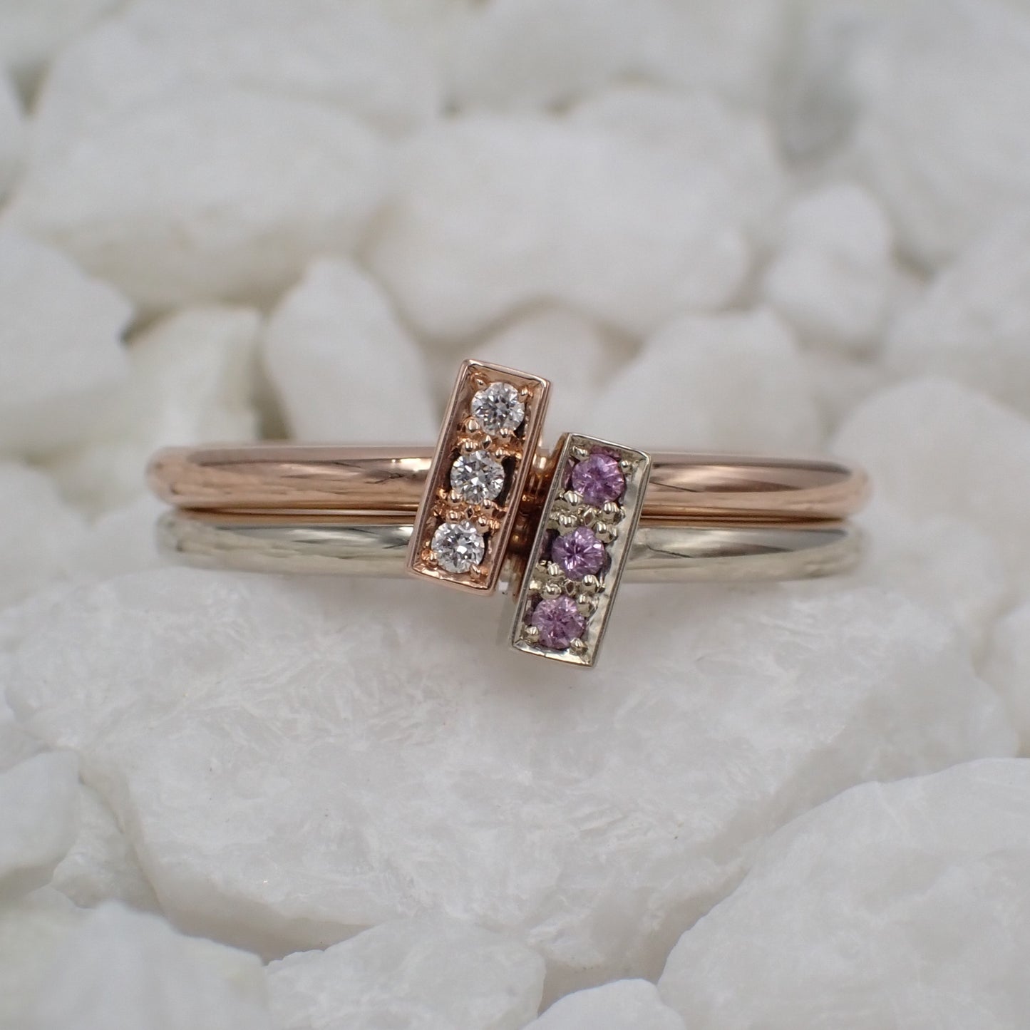 Recycled Diamond Stackable Ring - Rose Gold