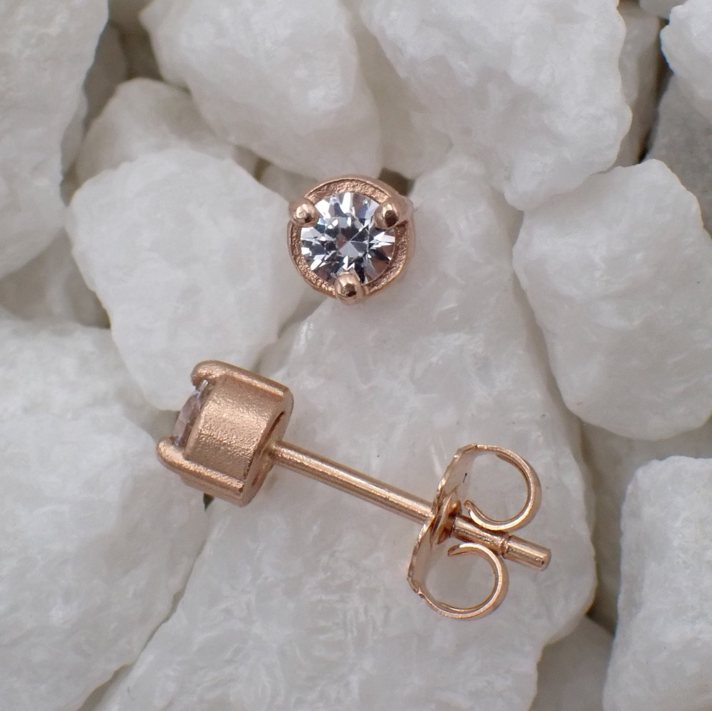 Sapphire Earrings - White Sapphire Studs