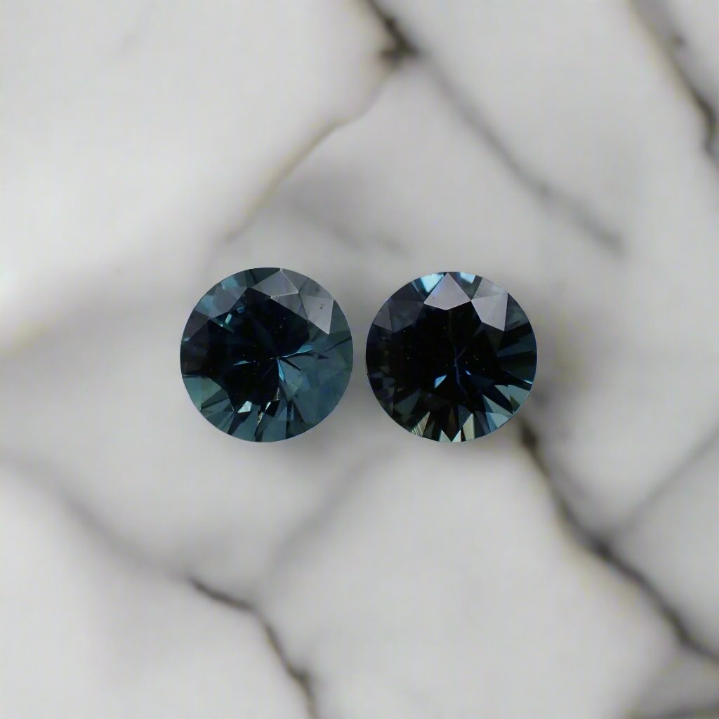 Australian Blue Sapphire Pair - Round Cut 0.25ct