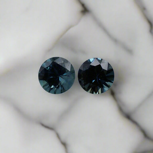 Australian Blue Sapphire Pair - Round Cut 0.25ct