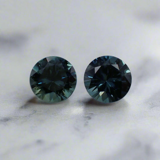 Australian Blue Sapphire Pair - Round Cut 0.38ct