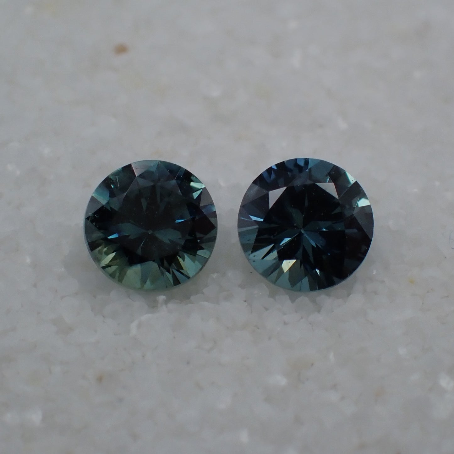 Australian Blue Sapphire Pair - Round Cut 0.38ct