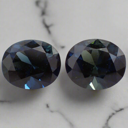 Australian Blue Parti Sapphire Pair - Oval 1.76ct