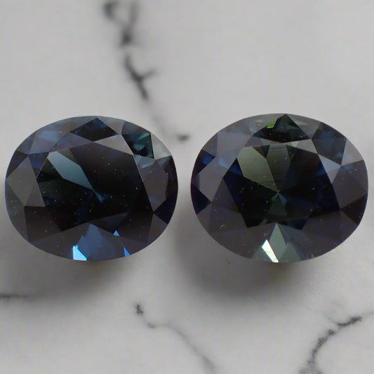 Australian Blue Parti Sapphire Pair - Oval 1.76ct