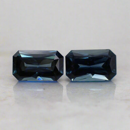 Australian Blue Sapphire Pair - Radiant Cut 0.64ct