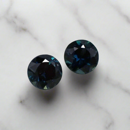 Australian Blue Sapphire Pair - Round Cut 4mm