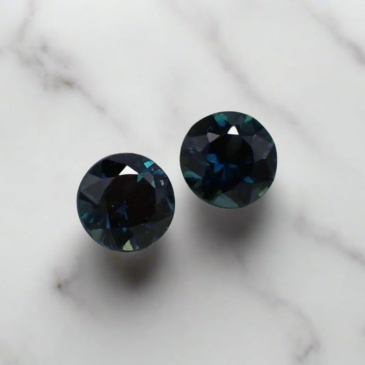 Australian Blue Sapphire Pair - Round Cut 4mm