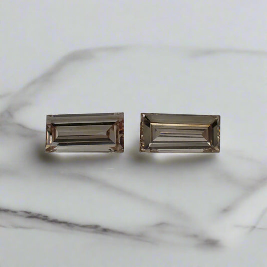 Australian Champagne Diamond Pair - Baguette Cut 0.235ct