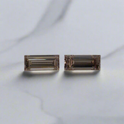 Australian Champagne Diamond Pair - Baguette Cut 0.23ct 2