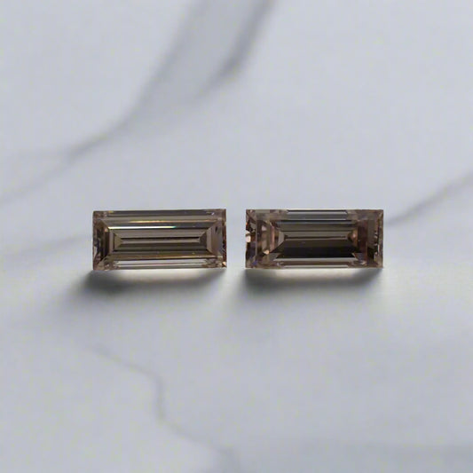 Australian Champagne Diamond Pair - Baguette Cut 0.23ct 2
