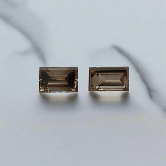 Australian Champagne Diamond Pair - Baguette Cut 0.23ct 1