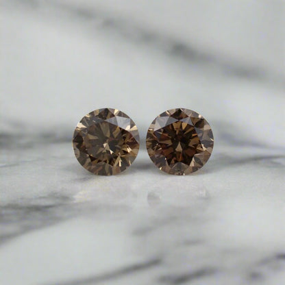 Australian Champagne Diamond Pair - Round Brilliant Cut 2.8mm