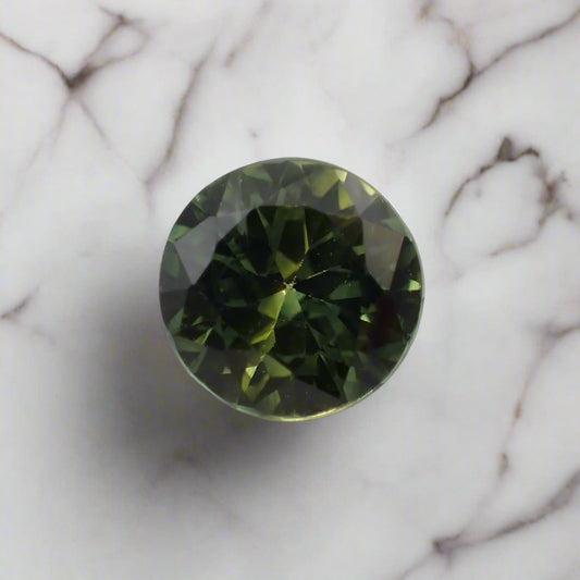 Australian Green Parti Sapphire - Round Cut 0.96ct