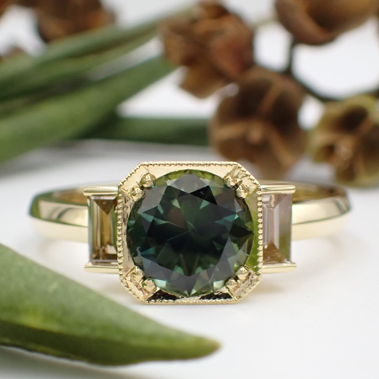 Sapphire and Diamond Engagement Ring - Art Deco