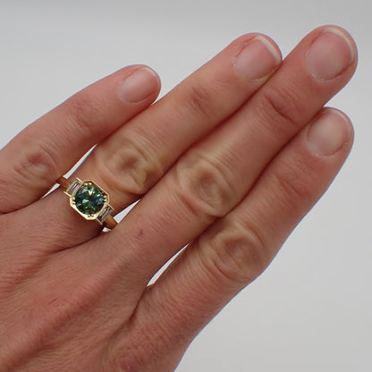 Sapphire and Diamond Engagement Ring - Art Deco