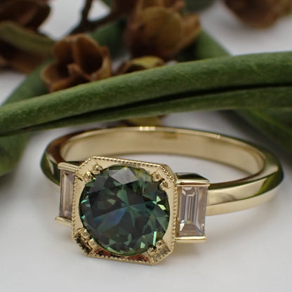 Sapphire and Diamond Engagement Ring - Art Deco