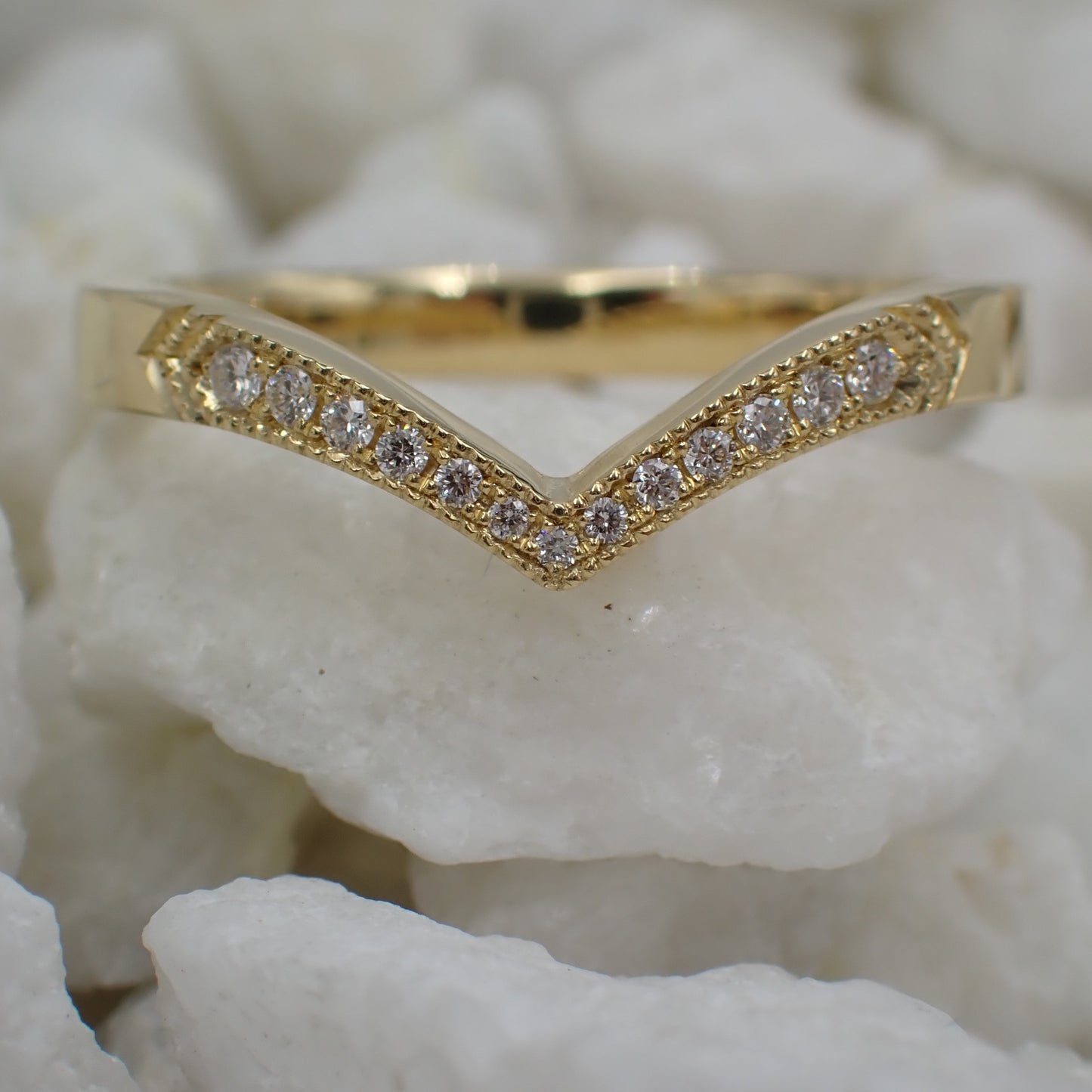 Diamond Set Wedding Ring - Chevron