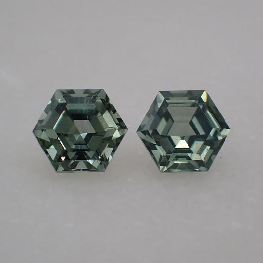 Montana Light Green Sapphire Pair - Hexagon Cut 0.60ct