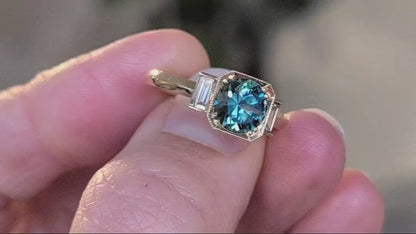 Sapphire and Diamond Engagement Ring - Art Deco