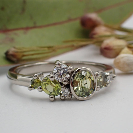 Sapphire and Diamond Engagement Ring - Yellow Scatter