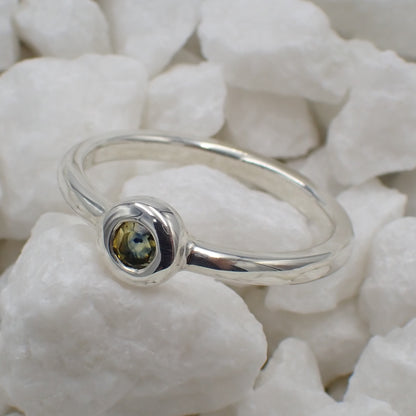 Songea Green Sapphire Ring - Sterling Silver