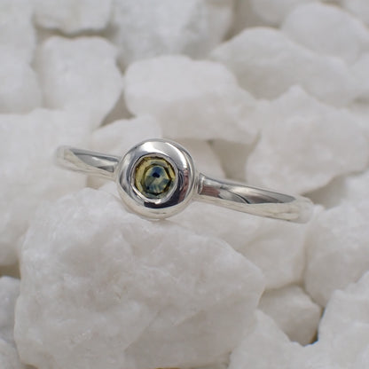 Songea Green Sapphire Ring - Sterling Silver