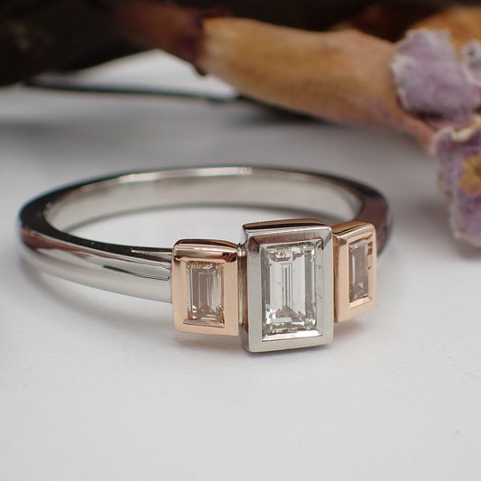 Baguette Diamond Engagement Ring - Trilogy